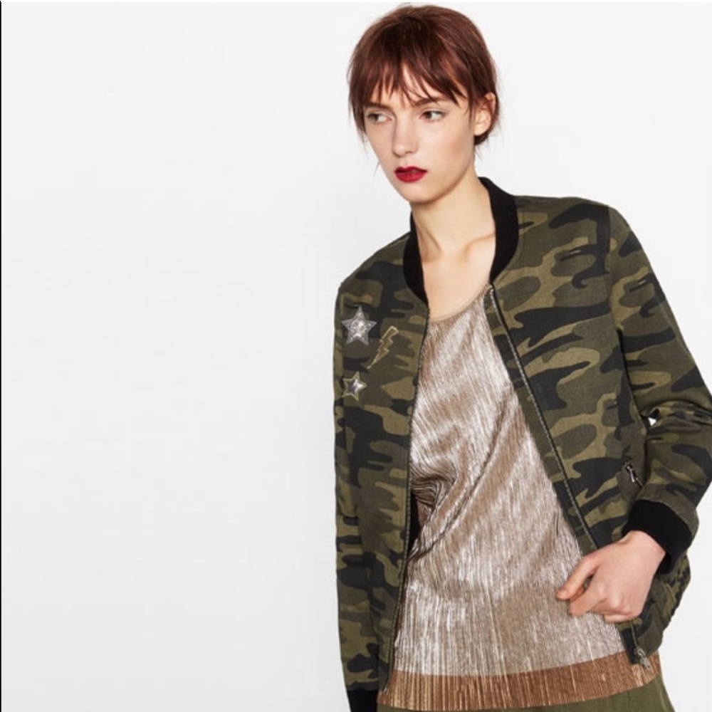 Zara Camouflage Bomber Jacket